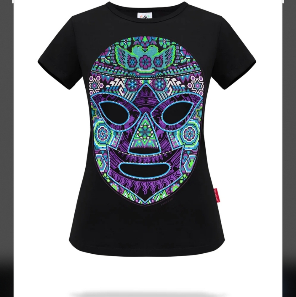 Black shirt graphic mexican luchalibre top